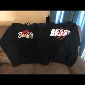 His/Her/They Beauty (L) and Beast (XL) Black Hoodie.
